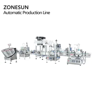 ZONESUN Automatisches ätherisches Öl Augentropfen Flüssigkeits fläschchen Kleine Sprüh flasche Füllen Verschließen Etikett ier maschine Linie Mit Flaschen sortierer