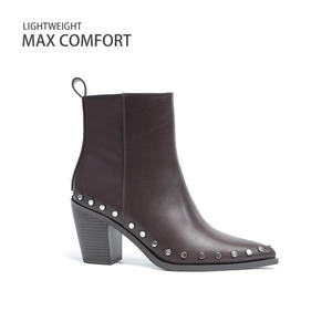 Nouvelles bottes pour femmes à bout pointu, style européen et américain, avec fermeture éclair latérale, chaussures à talon moyen tendance - Product Image 2