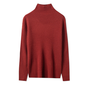 Pull en laine 100 % personnalisé OEM ODM pour femme, col roulé, coupe ajustée, sans couture, tricot côtelé, pour l'automne et l'hiver - Product Image 2