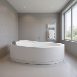 Bañera Asimétrica Semicircular de Esquina 165 x 85 cm con Marco, Modelo Vogue - Product Image 3