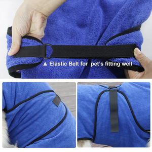Peignoir pour animaux de compagnie en microfibre, séchage rapide, col roulé, grande serviette pour chien, bleu foncé, violet, vert, gris, utilisation toutes saisons - Product Image 4