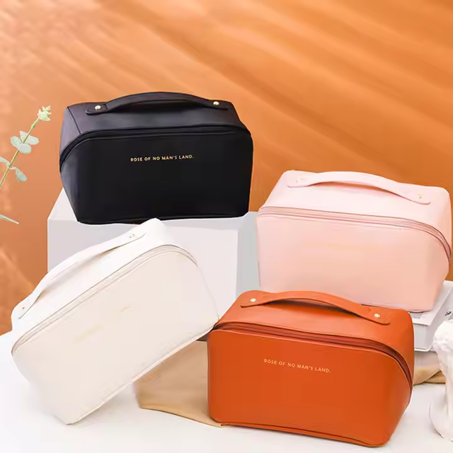 Wholesale Vanity Case Double Layers Organizer PU Makeup Bag