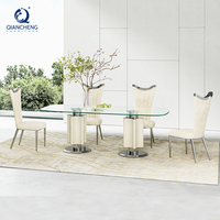 Mobilier de table de salle à manger élégant espagnol turc dans une villa en verre table et chaise de banquet de bonne qualité 2m avec plateau en verre complet