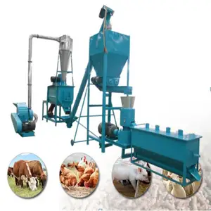 Ligne de production d'aliments pour animaux haute capacité pour poulet broyeur à marteaux mélangeur grains d'herbe
