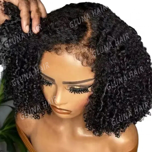 4C Edge Natural Hairline Short Bob Kinky Curly Cabello humano 13X6 HD Peluca frontal de encaje 360 Transparente HD Pelucas delanteras de encaje Cabello humano - Product Image 1