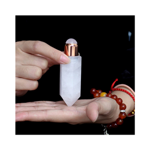 Bouteilles d'huile essentielle de Quartz blanc cristal clair avec boule roulante 10ml - Product Image 1