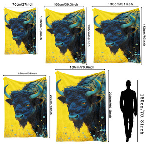 Manta de Franela con Diseño de Toro Corriendo a Través de las Nubes, Manta para Siesta, Cálida, Súper Suave, para el Hogar u Oficina, con Impresión Personalizada - Product Image 5