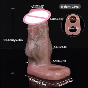 Funda de silicona para pene, juguete sexual para adultos, para hombres, retarda la eyaculación, anillo para el pene, dildo hueco realista con nudo, funda para pene. - Product Image 2