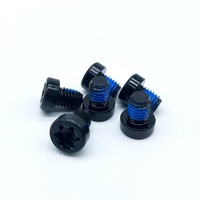 Sekrup Mesin Kepala Tombol Torx Hitam Anti Lepas dengan Patch Nilon Biru untuk Perakitan Logam