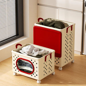 Panier à linge pliable et empilable, organisateur de rangement pour vêtements multi-niveaux, grande capacité, panier à linge avec roulettes - Product Image 3