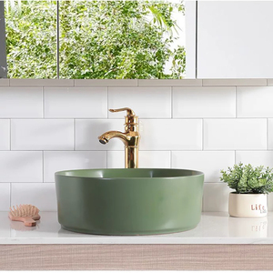 Yeson hiện đại kim cương thiết kế handmade rửa gốm lưu vực Matte màu xanh lá cây <span class=keywords><strong>Round</strong></span> Shape sứ nghệ thuật Bồn Rửa cho nhà hoặc khách sạn - Product Image 3