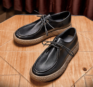 Primavera nuova pelle morbida abiti da lavoro Casual <span class=keywords><strong>scarpe</strong></span> in pelle punta tonda stringate moda tacco piatto <span class=keywords><strong>scarpe</strong></span> da uomo fatte a mano da uomo - Product Image 2