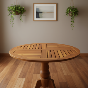 Round Rustic <b>Solid</b> <b>Wood</b> Dining <b>Table</b> Handcrafted Brown Top Home Furniture - Product Image 2