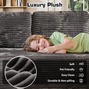 <strong>U</strong> Shaped Modular Sectional Sofa Set Plush Corduroy Sponge-Filled Cloud Couch Comfortable Chaise No Assembly for <strong>Living</strong> School - Product Image 3