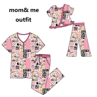 Pyjamas assortis pour filles, tenues de Noël avec motif d'ours en bambou, pyjamas pour bébé, vêtements de nuit, pyjamas parent-enfant, tenues maman et moi