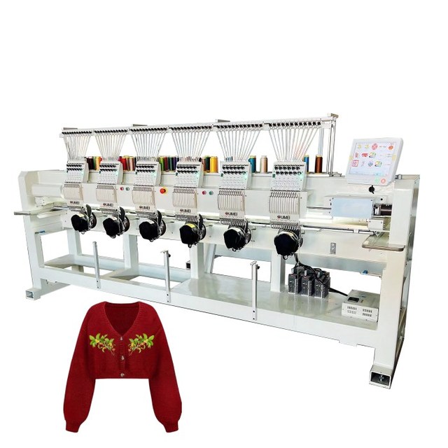 Industrial  Multi Use Flat Cap Garment Bag Chenille Computerized 6 Head Embroidery Machine Maquina Bordadora