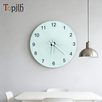 Jam Dinding Kaca Kosong Sublimasi Tojlh Diameter 20cm Dengan Rak Piringan Gerakan Senyap Tanpa Bunyi Tik-tok Foto Kustom Dekorasi Kantor Grosir