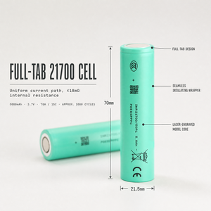 แบตเตอรี่ INR21700 50PL 5000mAh 3.7V แบบ Full Tab Cell 70A ค่ากระแสปล่อยสูง ความต้านทานภายในต่ำ เกรด A - Product Image 4