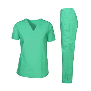 Set Scrub seragam medis wanita, Scrub Set atasan Scrub jaket perawat medis Jogger rumah sakit perawatan pria rajut 25 Set