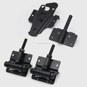 Kit completo de herrajes para puerta de valla de vinilo SS304 con bisagra de cierre automático, pestillo negro, tornillos y llave para PVC, patio, piscina y jardín. - Product Image 2