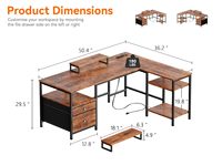 Bureau d'angle ergonomique en L SENYU moderne et minimaliste avec tiroir pour le jeu et le travail à domicile - Écologique et peu encombrant