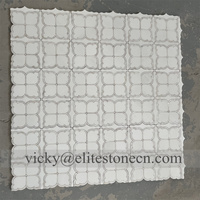 Dekorasi Dinding Backsplash Mewah Ringan Pola Bunga Daisy Putih Carrara Ubin Mosaik Batu Marmer Waterjet