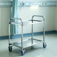 Chariot de service commercial à 2/3 niveaux en acier inoxydable, chariot de restauration utilitaire avec roues pour restaurant, hôtel, hôpital, cuisine