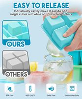 Vente en gros 100% moule à glaçons en silicone de qualité alimentaire sans Bpa grand bac à glaçons à 4 grilles carrées moule à glace en silicone pour bricolage avec couvercle