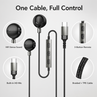 Auriculares USB-C OEM ODM con Chip de Decodificación Digital, Cómodos Auriculares Intrauditivos con Cable y Control Remoto Integrado para Música y Llamadas