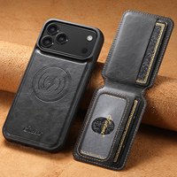 Coque de téléphone SUTENI pour iPhone 18 Pro Max avec chargement sans fil, support magnétique pour cartes, cadre photo, en similicuir, compatible 17 16Plus 15 14 13