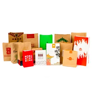 Wholesale Custom LLogo Size Microwave Popcorn Fast Food Bread Burger Kraft Paper Bags For Food Takeaway