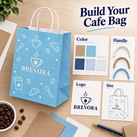 Sacs en papier kraft personnalisés avec poignées torsadées et logo en relief pour l'emballage à emporter des cafés, commandes personnalisées en gros