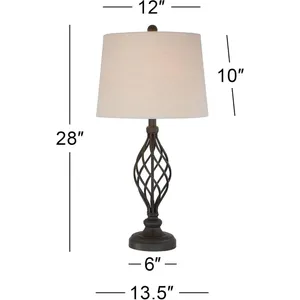 <span class=keywords><strong>Iron</strong></span> Works <span class=keywords><strong>Annie</strong></span> - Juego de 2 Lámparas de Mesa LED Eléctricas Modernas de 28 Pulgadas de Alto, con Pantalla de Metal de Hierro Forjado en Bronce, E26 - Product Image 4