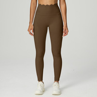 Pantalones deportivos transpirables de cintura alta con cintura de encaje ondulado y tacto suave, para yoga y fitness, con efecto realce de glúteos para mujer.