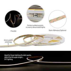 Bande lumineuse LED COB à émission latérale super lumineuse DC24V, découpe libre, 480 LED, 10W/M, 2700K/3000K/4000K/6500K, lumière linéaire pour décoration - Product Image 5