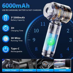 Aspirateur de voiture haute puissance, 3 vitesses réglables, lumière LED, aspirateur sans fil miniature et souffleur d'air pour le detailing automobile - Product Image 3