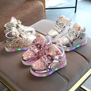 Sepatu kets anak-anak, sneaker kasual anak laki-laki perempuan sepatu Led mode ukuran 21-30 baru 2024