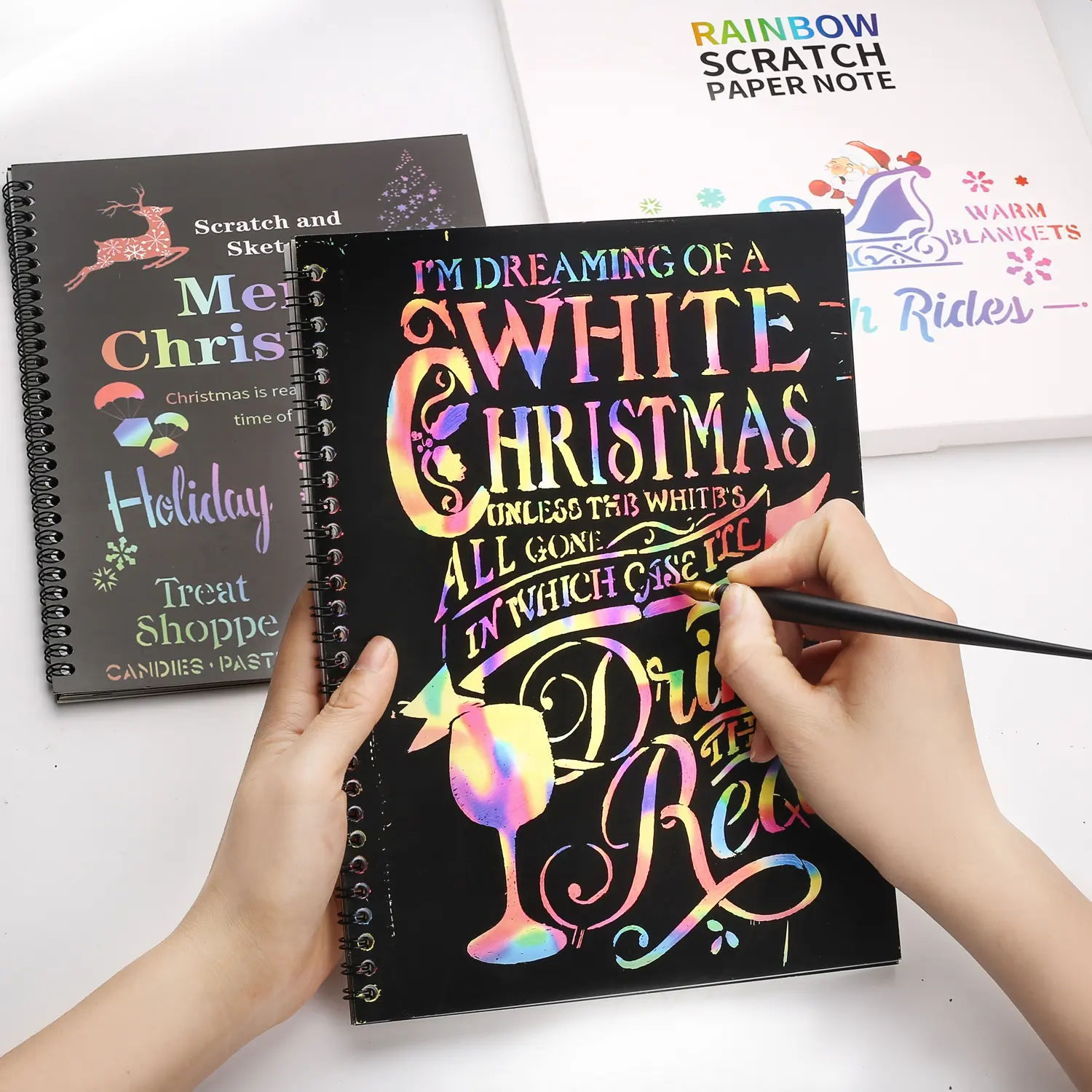 Christmas Scratch Art Craft Notes Night View Painting Sketch Pads ScratchボードRainbow Scratch PaperためAdults Kids