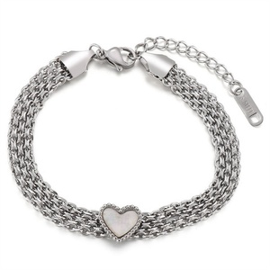 Unique Design Stainless Steel Mesh Chain Bangle Gold Plated <b>Shell</b> Heart <b>Bracelet</b> for Women - Product Image 6