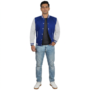 Chaqueta Varsity de Invierno para Hombre con Cierre Completo, Transpirable, con Cuello Alto, Mangas de Lana/Viscosa y Detalles en Cuero, Modelo 2026 - Product Image 1