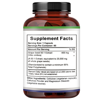 Vente en gros d'usine, soutien à la santé cardiaque, soutien à la santé des yeux et de la peau, complément alimentaire, capsules d'extrait de pépins de raisin pour adultes