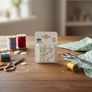กระดุมอิลัน 10 มม. สีขาว 32 ชิ้น สำหรับงานเย็บปักถักร้อย - Product Image 2