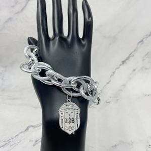 Senza appannamento Zeta Phi Beta argento acciaio inossidabile ciondolo da donna grande collana a catena spessa girocollo bracciale Set gioielli - Product Image 3