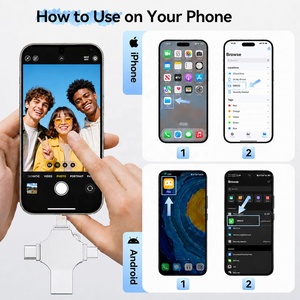แฟลชไดรฟ์ USB 4 in 1แบบโลหะ OEM แฟลชไดรฟ์512MB 2GB 4GB 8GB <span class=keywords><strong>32GB</strong></span> 64GB 128GB สำหรับพีซีและไอโฟน - Product Image 3
