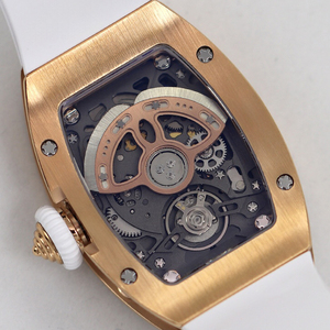 Montre-bracelet automatique ultra-fine pour <span class=keywords><strong>femme</strong></span>, de haute qualité, en moissanite et onyx, avec cadran squelette diamanté tonneau et motif lèvres rouges, collection Gala - Product Image 5