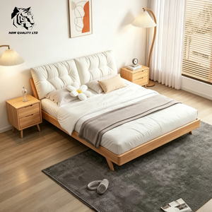 <b>china</b> supplier low cost custom logo log style large stock ready to ship modern design <b>bed</b> room furniture wooden upholstered <b>bed</b> - Product Image 1