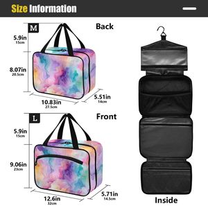 Bolsa de Cosméticos con Cierre de Cremallera y Estampado Tie Dye Arcoíris, Bolsa de Aseo Grande Personalizada para Mujer, Bolsa de Viaje con Gancho para Colgar - Product Image 3
