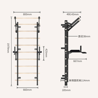 Barra de Dominadas de Pared Multifunción para Interiores Material de Madera y Hierro Fitness Gimnasio en Casa Yoga Escalera Sueca