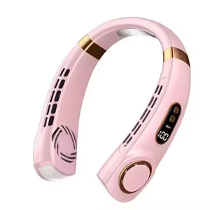 พัดลมติดคอแบบพกพาพร้อมไฟ LED จอแสดงผลดิจิตอล USB เครื่องปรับอากาศไร้ใบพัด พัดลมระบายความร้อน 5 ระดับทรงพลัง - Product Image 3