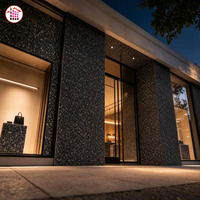 Panneau de façade de magasin personnalisé en terrazzo noir moucheté, socle d'exposition, comptoir solide, mobilier commercial – Approvisionnement direct usine